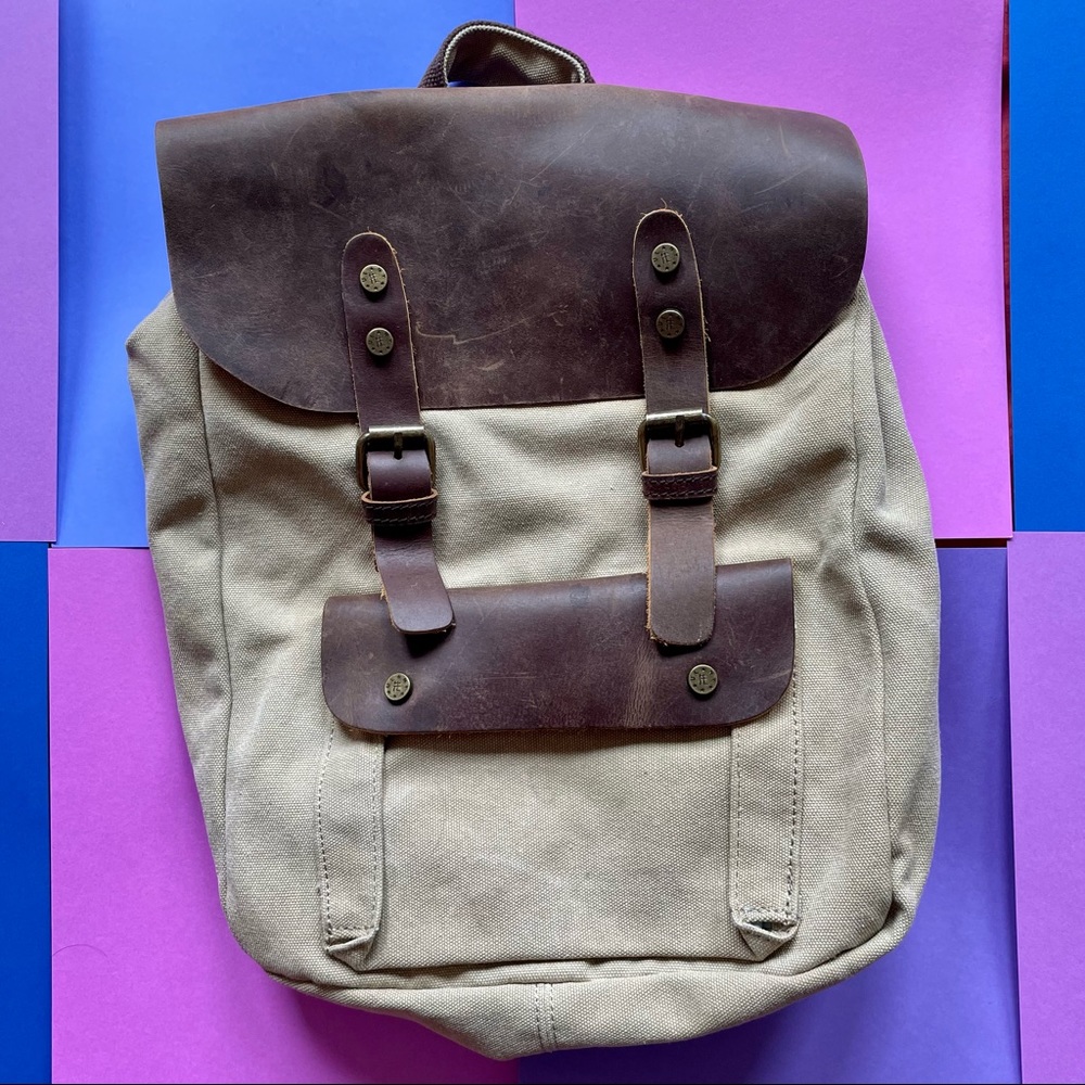 Leather and Canvas Backpack